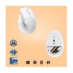 Logitech Lift Vertical Ergonomic Mouse - Optisk Trådløs Hvid for Optimal Komfort og Præcision